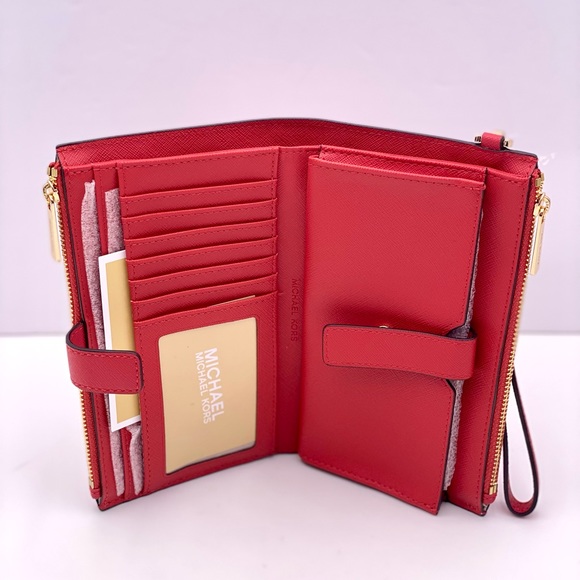Michael Kors Large DoubleZip Wallet Wristlet Flame - Picture 6 of 10